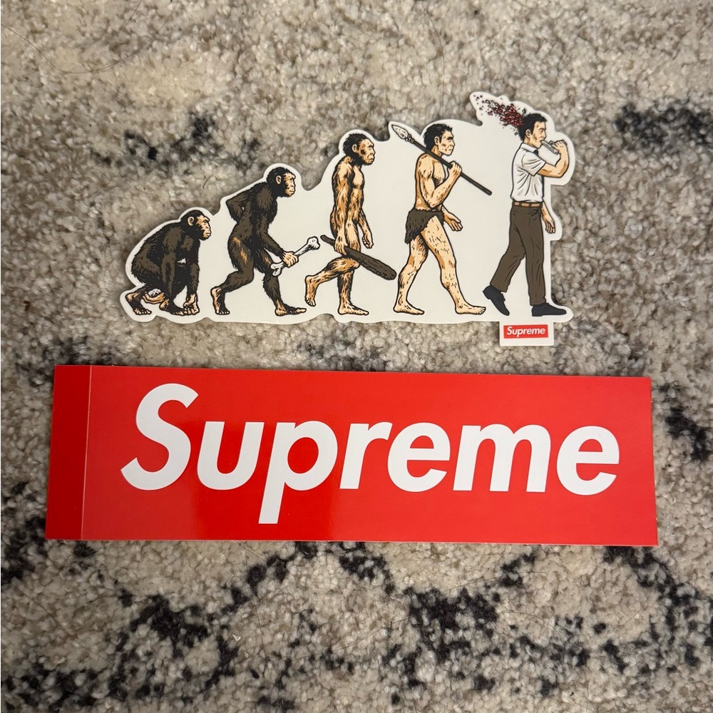 Supreme Red Box Logo Sticker + Evolution Graphic Sticker